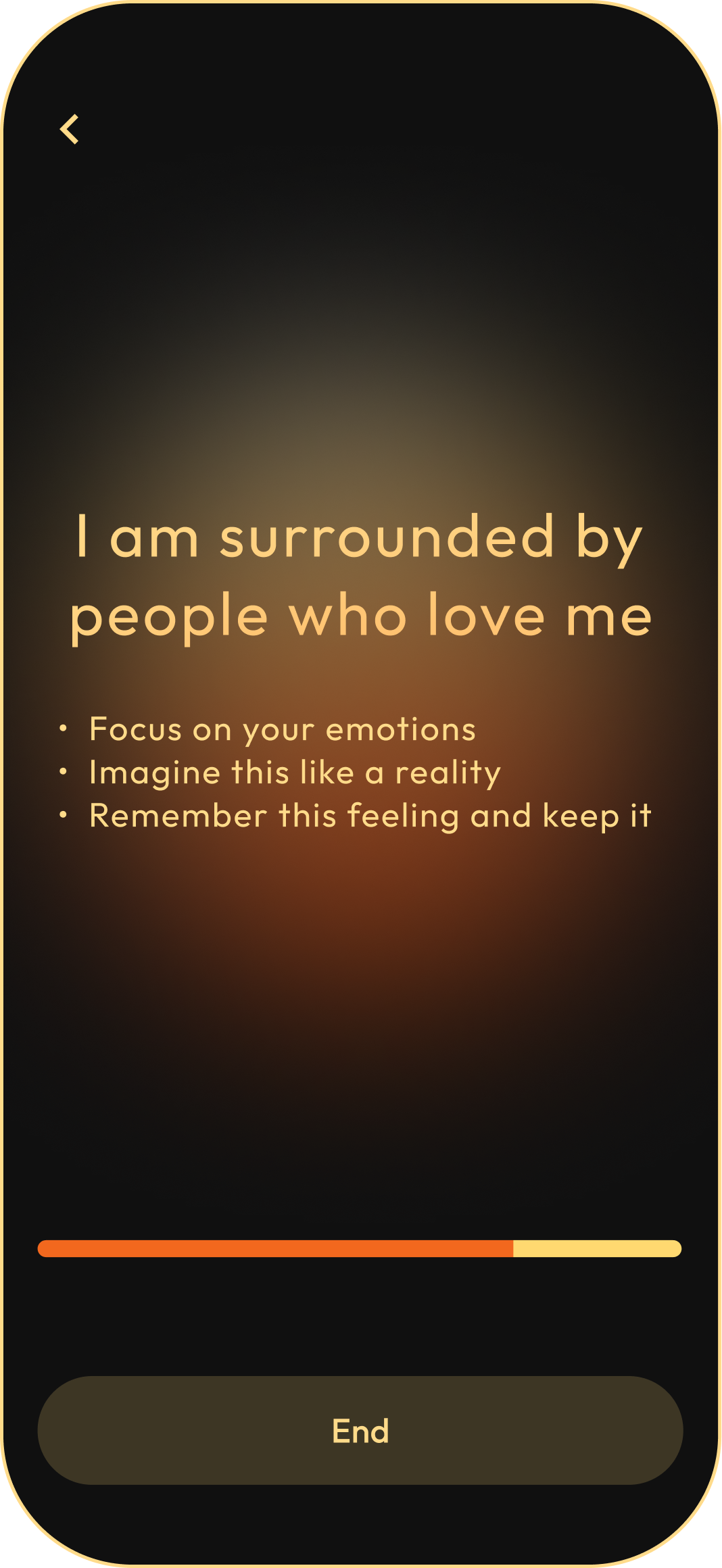 Lume app screenshot showing an affirmation about love